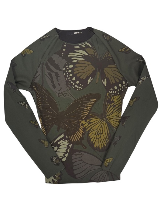 Ultracor Tops - 🦋 NWT Ultracor Velocity Monarch Long Sleeve - Army Green Butterfly Print - S